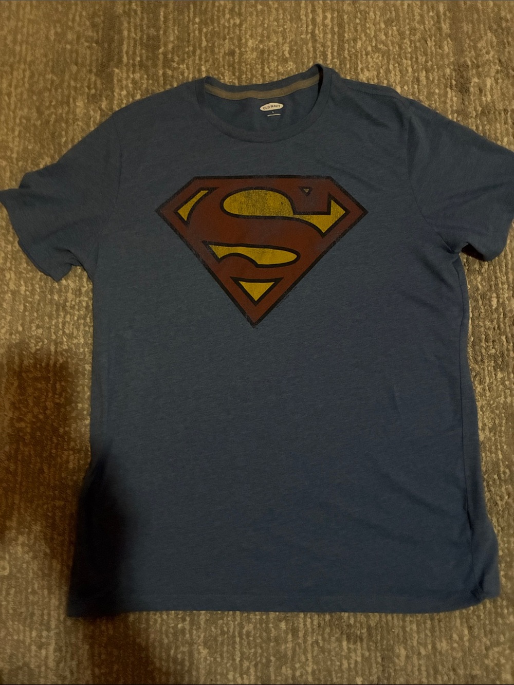 Superman Old Navy Mens Large Graphic Tee Logo Light Blue Short Sleeve T-shirt